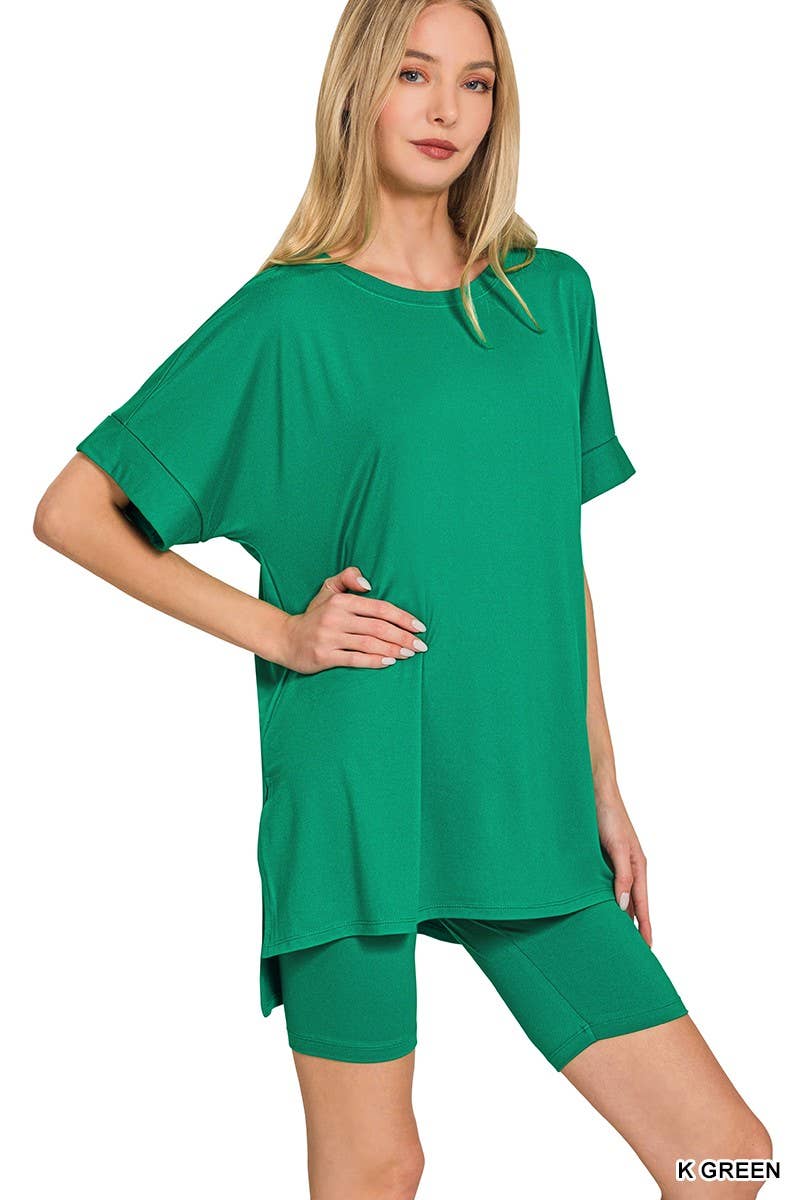 Vanilla Monkey - Wholesale Loungeset - Dames - Geborstelde Dty Microvezel R-hals Top Biker Shorts16