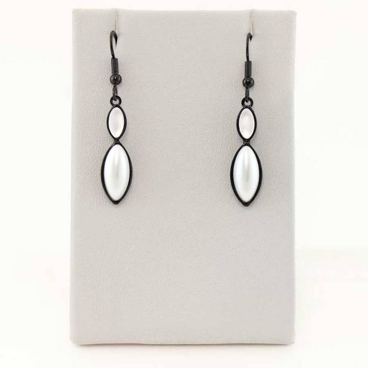 Kristina Collection - Venta al por mayor Pendientes colgantes - Doble Marquis - Glaciar Perla (E99B-PW)