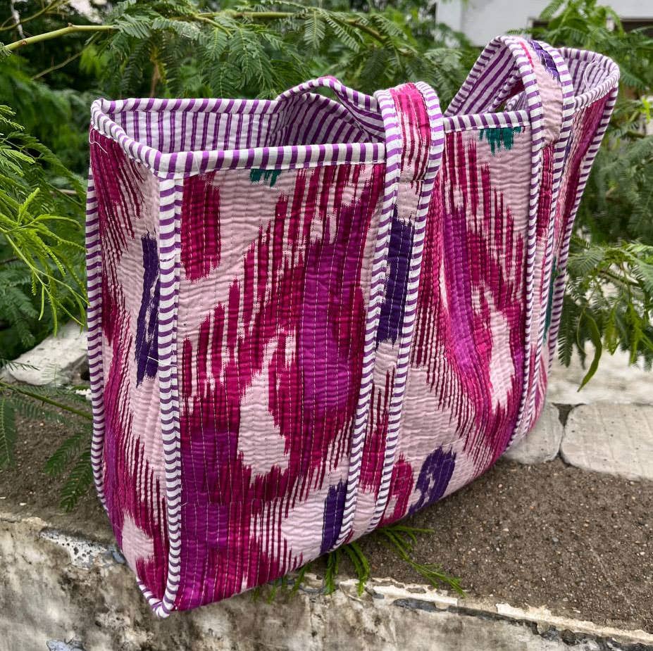 bhavnas boutique - Vente Sac porté épaule – femme - Sac hippie à imprimé ikat, sac de week-end, sacs de transport rembourrés en coton3