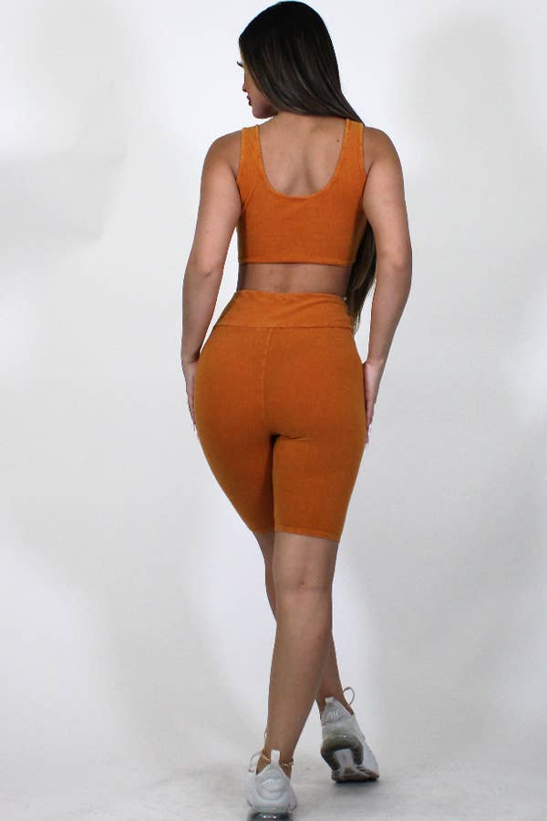 Junie – Großhandel Loungewear-Set – Damen – Mineralgewaschenes Tanktop und Biker Short Set9