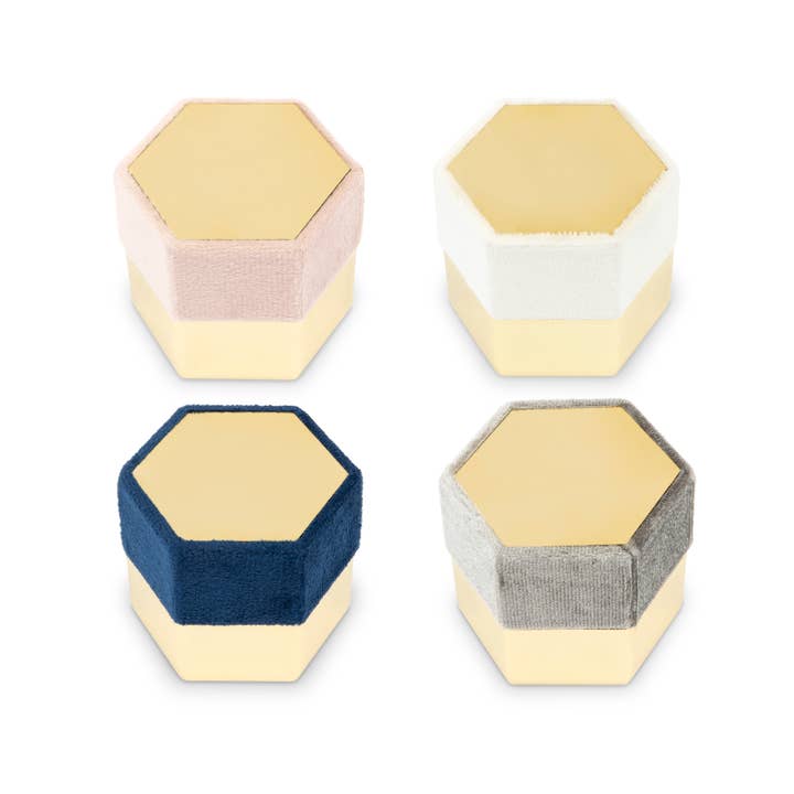 Weddingstar Inc. – wholesale Smyckeskrin och organisatörer – Personlig sammet Hexagon vigselring Box-Script Initial