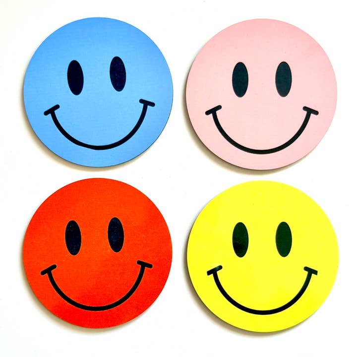 Happy Face drankonderzetters (set van 4) voor wholesale door Bite Your Granny