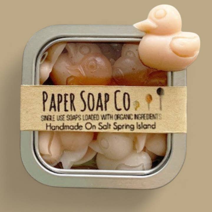 Pato de borracha - sabonete em barra - lata de 2 onças por atacado de Paper Soap Co