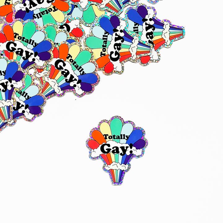 The Coin Laundry - Vente Autocollant - Autocollant à paillettes totalement gay - Autocollant arc-en-ciel amusant3