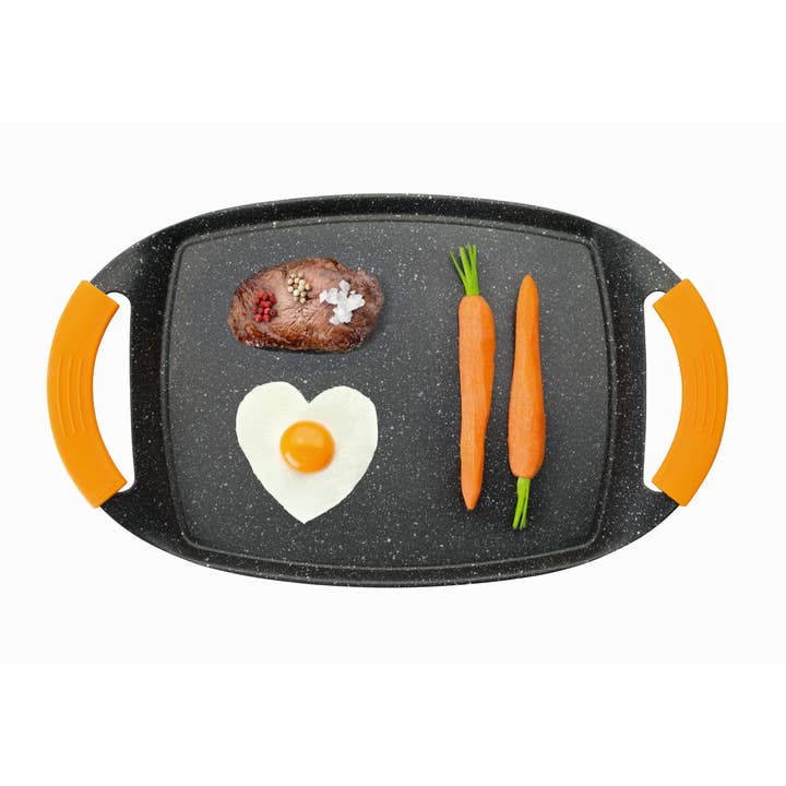 Ibili - Vente Poêle à frire/plaque chauffante - IBILI - Gril à griller Basic Stone 36 x 22,50 cm