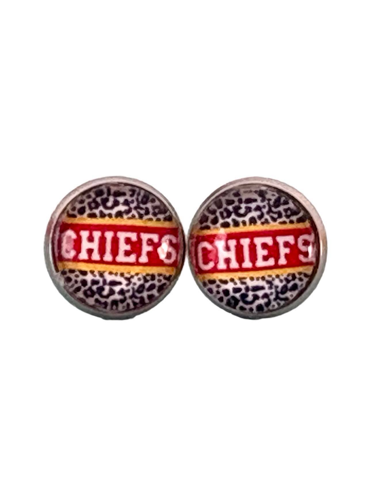 Our Little Charms - Wholesale Stud/Post Earrings - Chiefs Football Stud Earrings 2