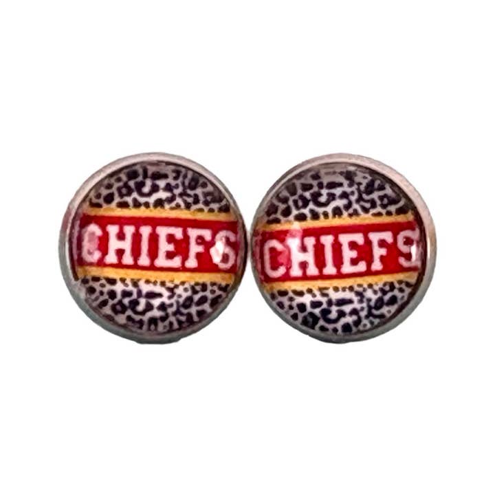 Our Little Charms - Wholesale Stud/Post Earrings - Chiefs Football Stud Earrings 2