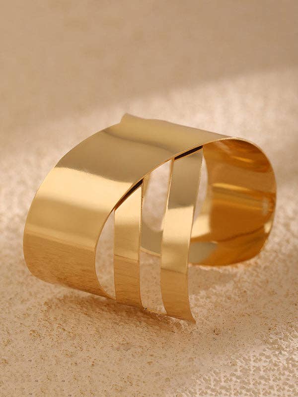 UZ Wholesale Store - Venta al por mayor Pulseras tipo brazalete - Pulsera Geométrica Hueca de Color Sólido - Diámetro de 2,73"5