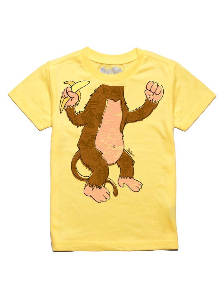 Infant/Toddler S/S Monkey Business Educational Tee in Yellow for wholesale by Peek-A-Zoo