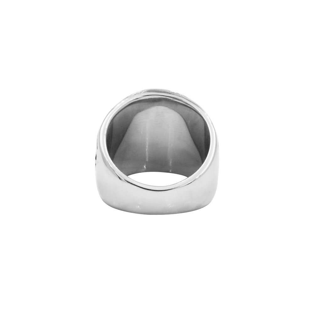 Awaken - Wholesale Signet Ring - Artisan Cross of Saint Benedict Steel Ring - A-4123