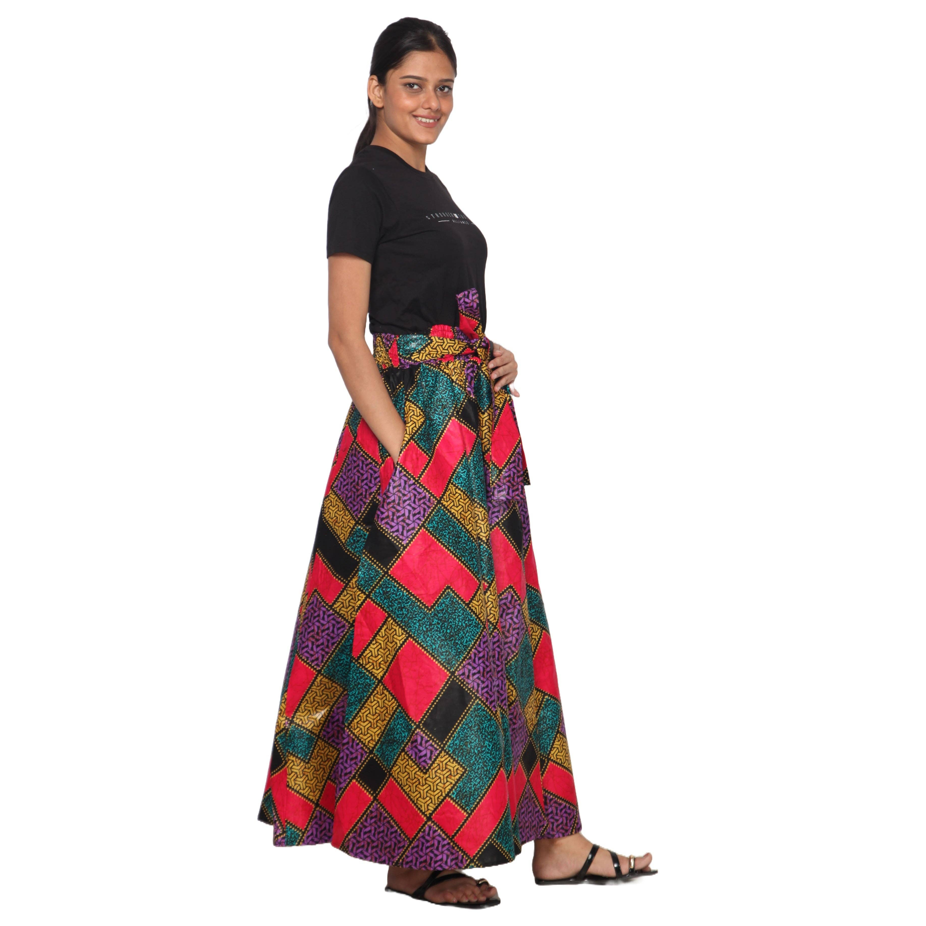 African Stars - Wholesale Skirt - Women's - Women's African Printed Long Maxi Skirt -- FI-321