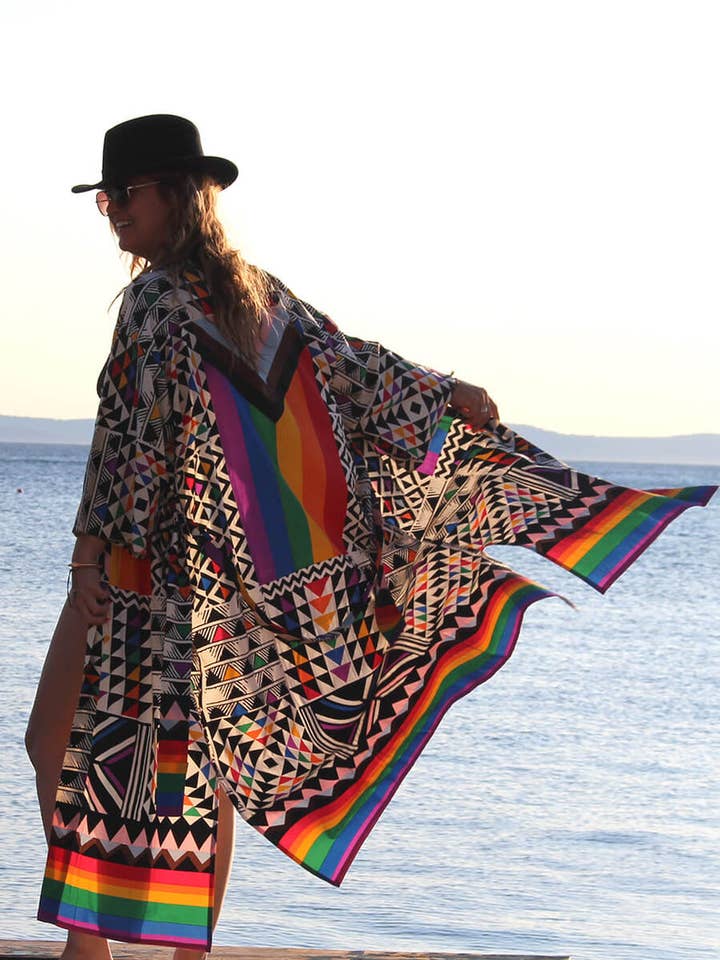 LGBTQ PRIDE Inclusive Vegan Bamboo Silk Kimono Dressing Gown for wholesale by Verry Kerry