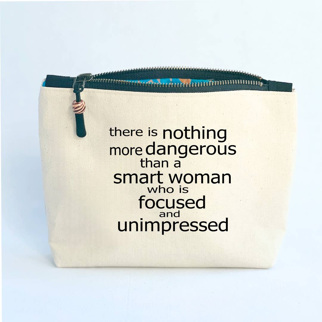Canvas Pouch Lined Zip Bag - Focused and Unimpressed for wholesale by Pretty Clever Words