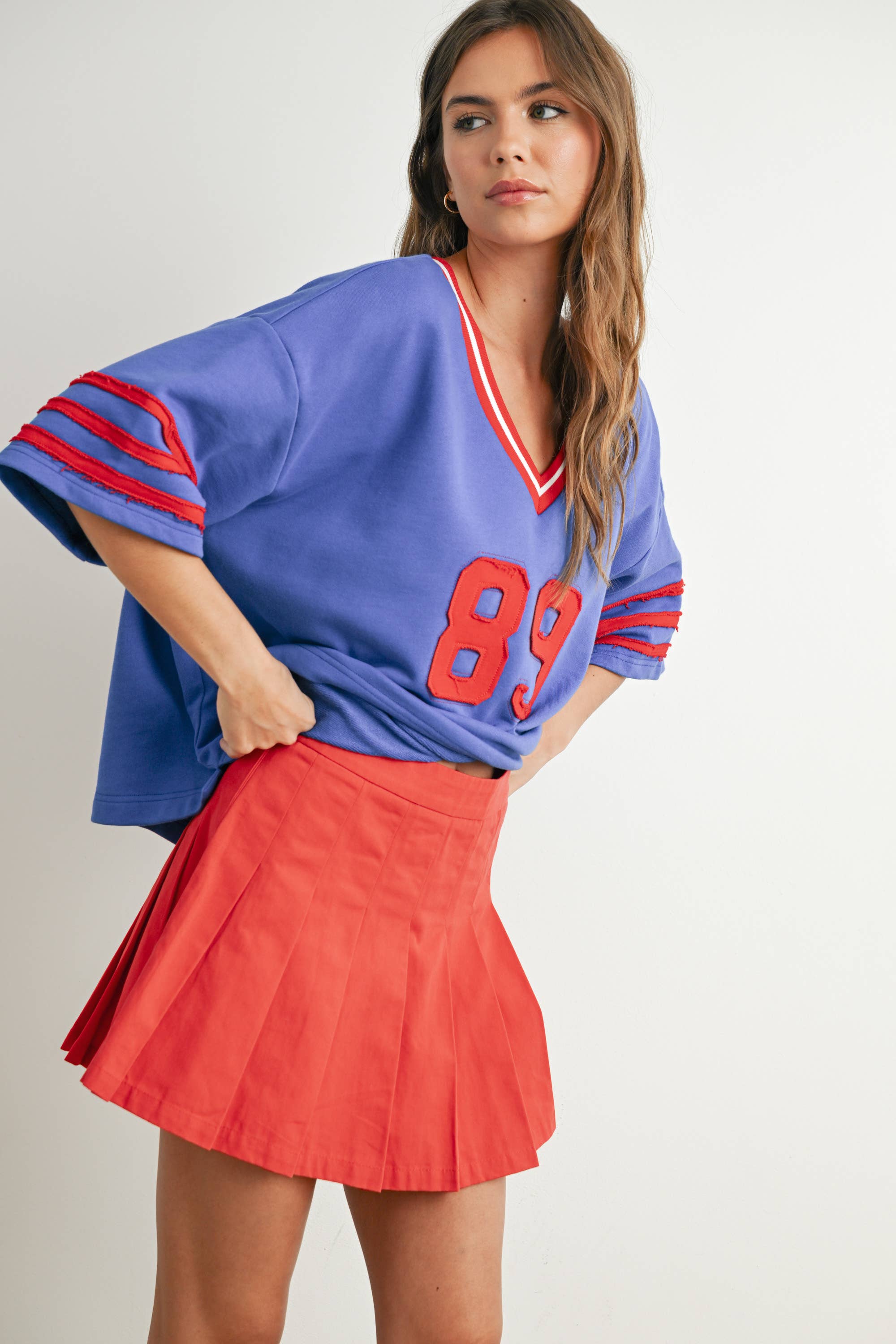 BUTTERMELON - Vendita all'ingrosso Maglietta - Donna - Maglia oversize sporty Varsity Spirit - BMT77348