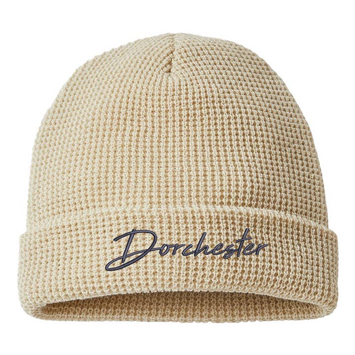 Dorchester Script Waffle Beanie for wholesale by My City Gear