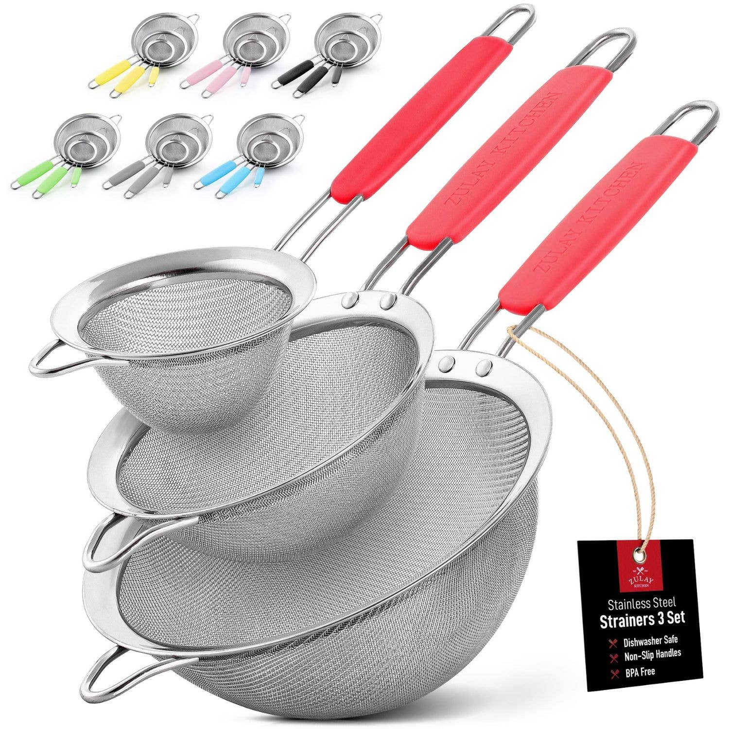 Zulay Kitchen - Wholesale Sifter - Premium Stainless Steel Fine Mesh Strainer Set of 31