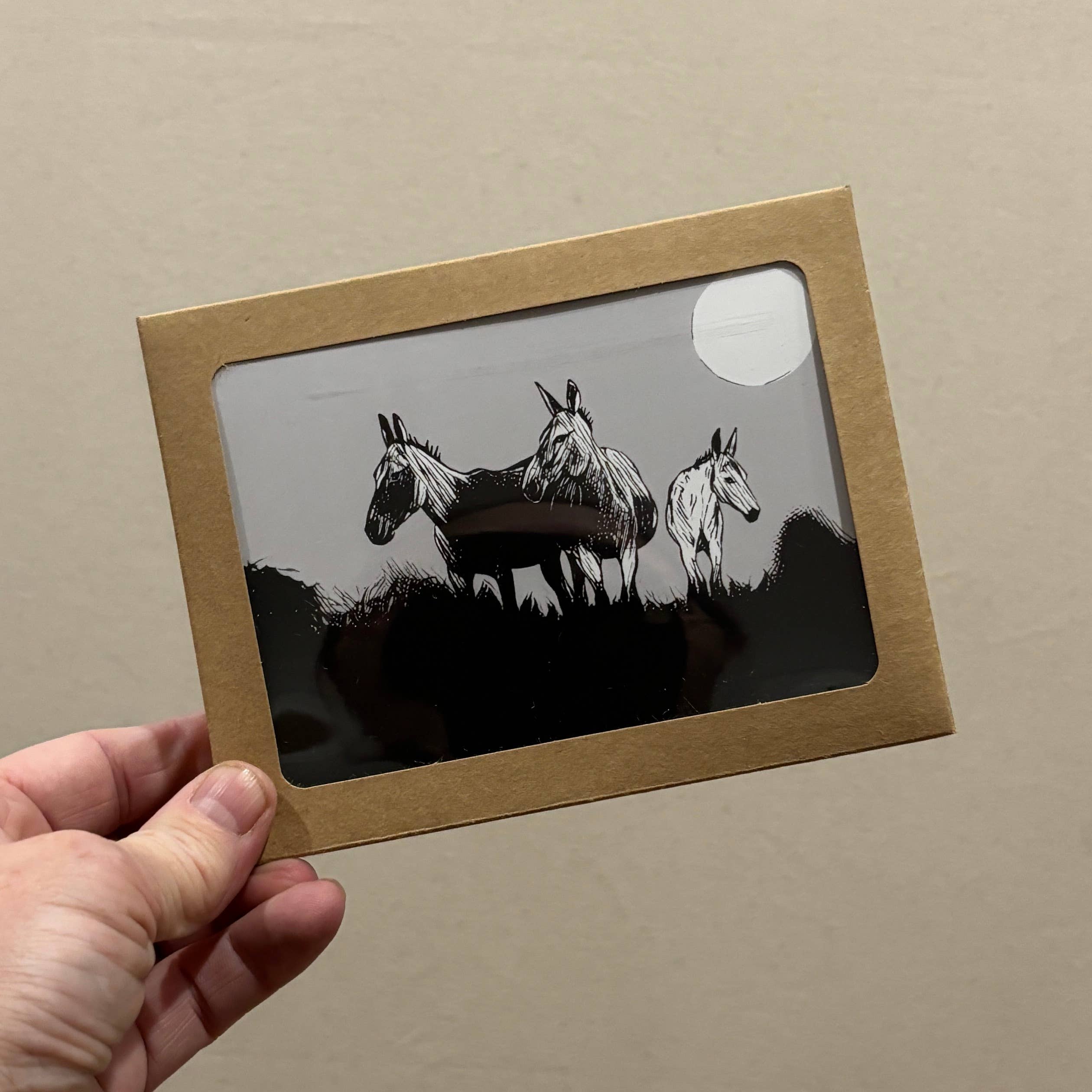 Laughing Mule Press - Wholesale Everyday Greeting Card - "Wild Desert Equines" Mule Notecard4