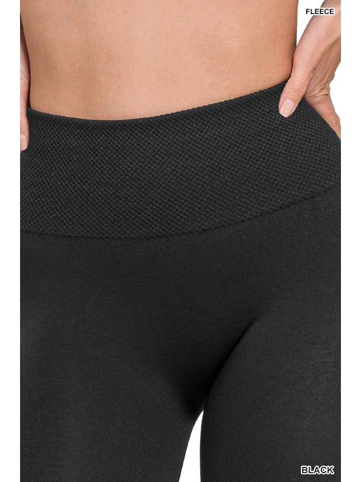 BLACK Plus High Waist Diamond Shape Band Fleece Leggings for wholesale on Faire