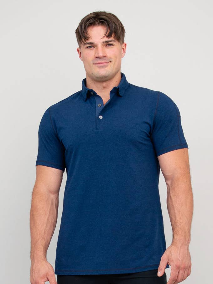 Polo Phil, Indigo, Bambou pour la vente par Blue Sky Clothing Co LLC