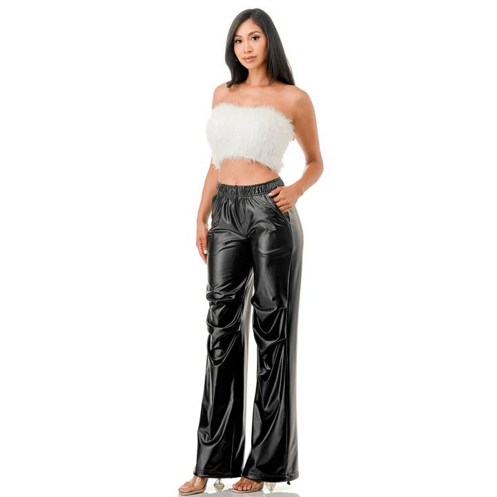 omgstyles - Wholesale Pants - Women's - LINED FLEECE FAUX LEATHER PANT5
