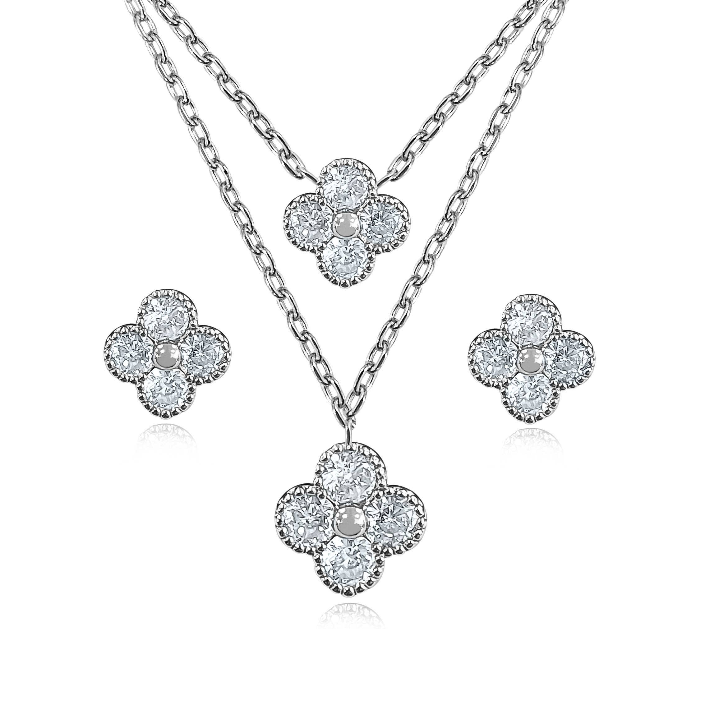 NY Jewelry House - Wholesale Jewelry Set - Double Clover Necklace & Earring Set2