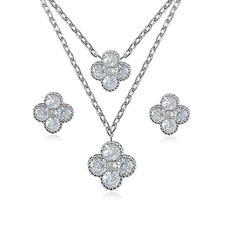 NY Jewelry House - Wholesale Jewelry Set - Double Clover Necklace & Earring Set2