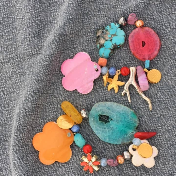 SIBYLLADELPHICA - Wholesale Jewellery set - Set Of 2- Stretch Bracelet With Agate & Mother Of Pearl4