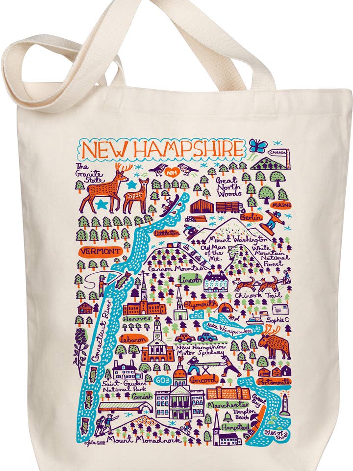New Hampshire Boutique Map Art Tote for wholesale by Morado Designs