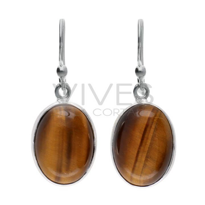 Medium oval earrings in the shape of a tiger's eye PL for wholesale by Vives de la Cortada S.L