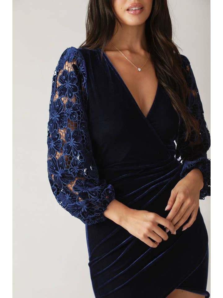 NAVY A velvet mini dress - ID21660 for wholesale on Faire