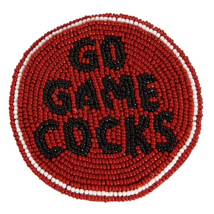 South Carolina Gamecocks Beaded Button in Garnet and Black by Desden for wholesale by Desden