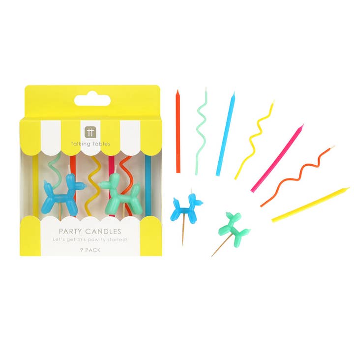Balloon Dog Birthday Candles - 9 Pack | Cake Candles | for wholesale by Talking Tables UK