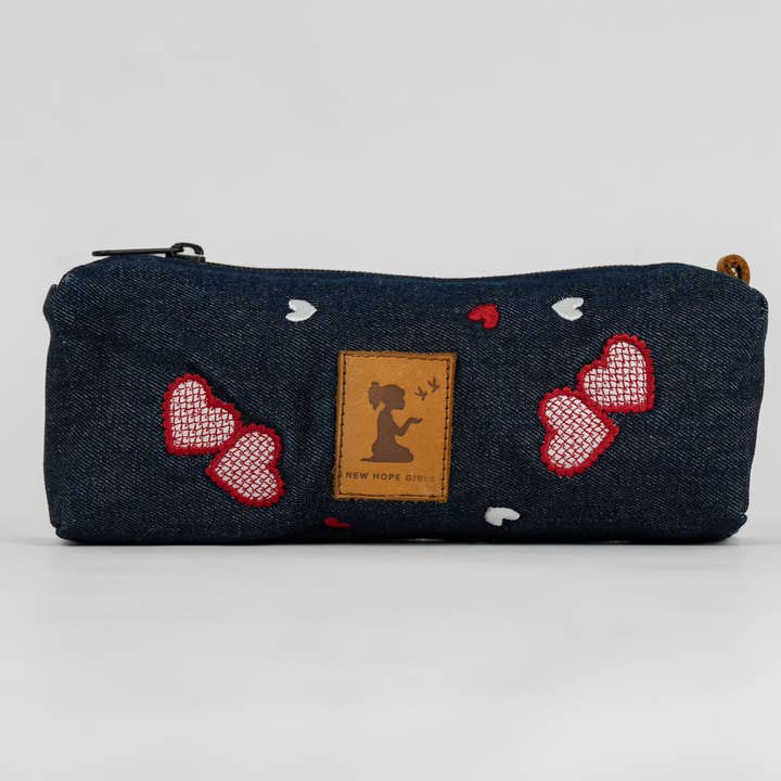 Amore En Denim Pouch for wholesale by New Hope Girls