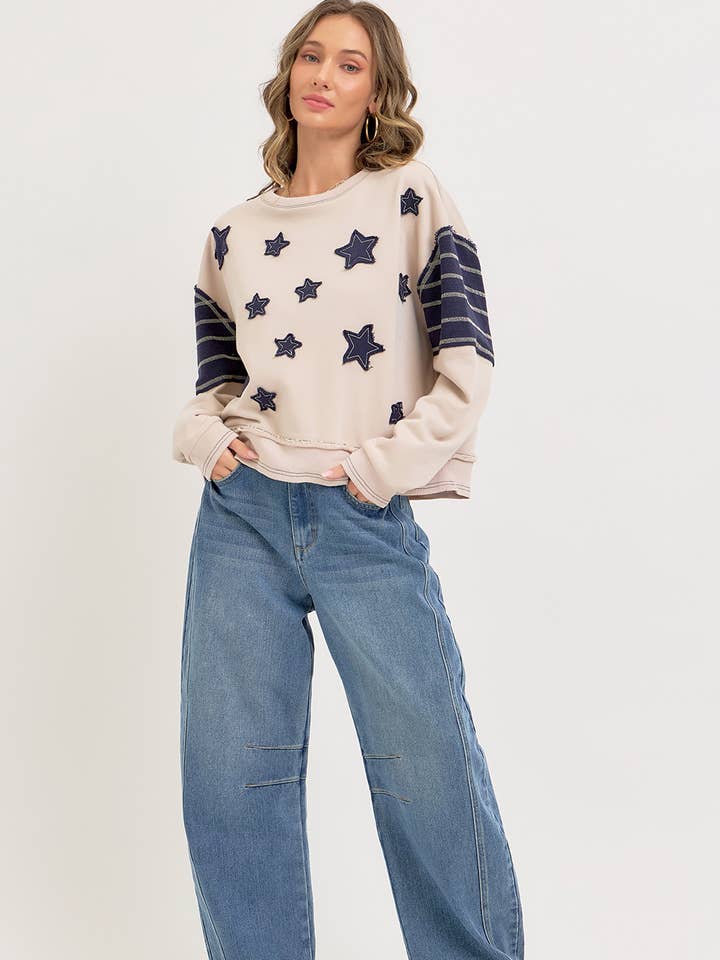 DENIM HIGH/MID-RISE RELAXED  BARREL JEANS  for wholesale by Sweet Lovely by Jen