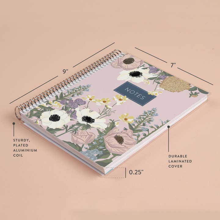Erin Condren Design - Wholesale Notebook - 7x9 Bouquet Coiled Notebook - lined, platinum coil1