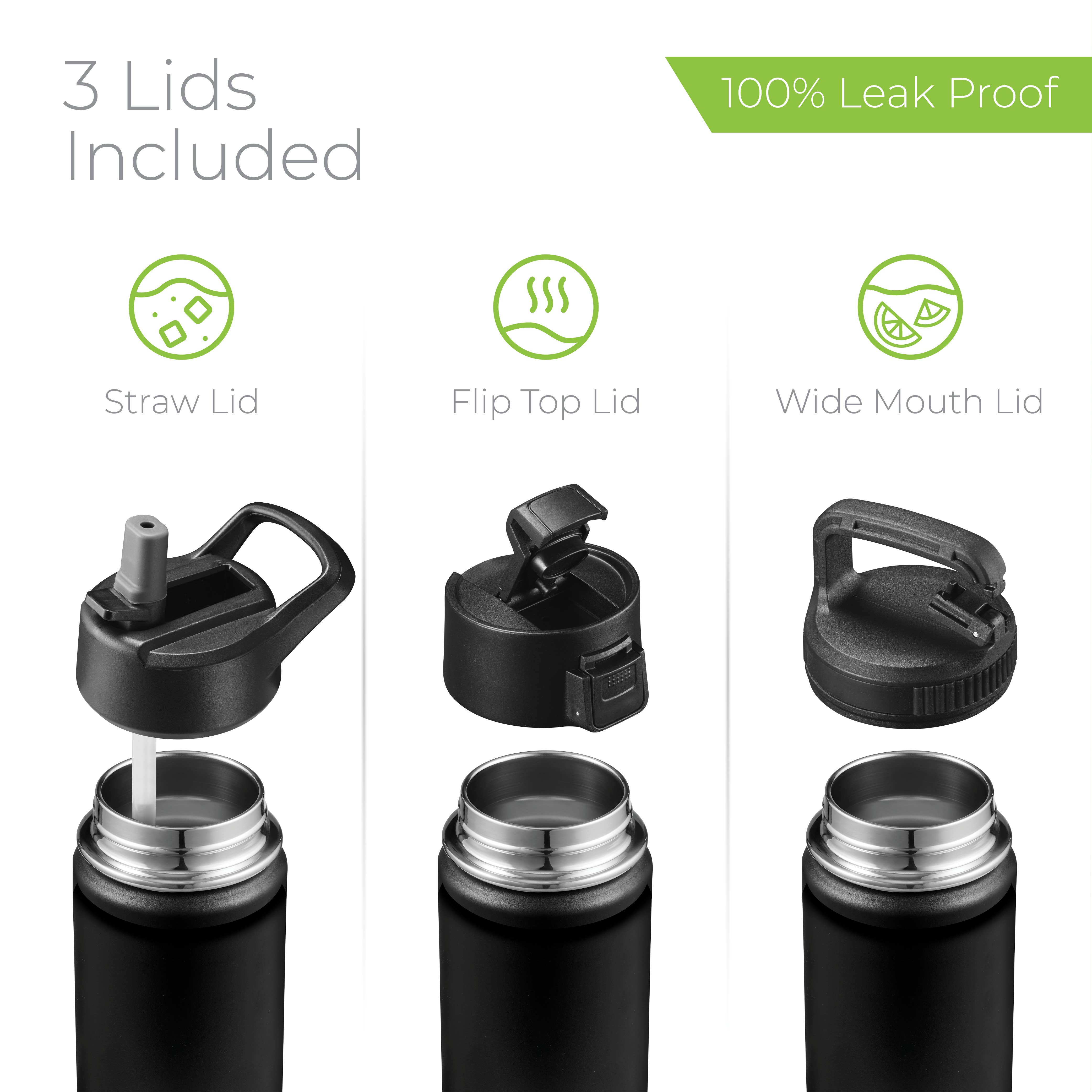 SipX - Wholesale Water Bottle - Insulated Water Bottle, 18 oz. With Three Lids3