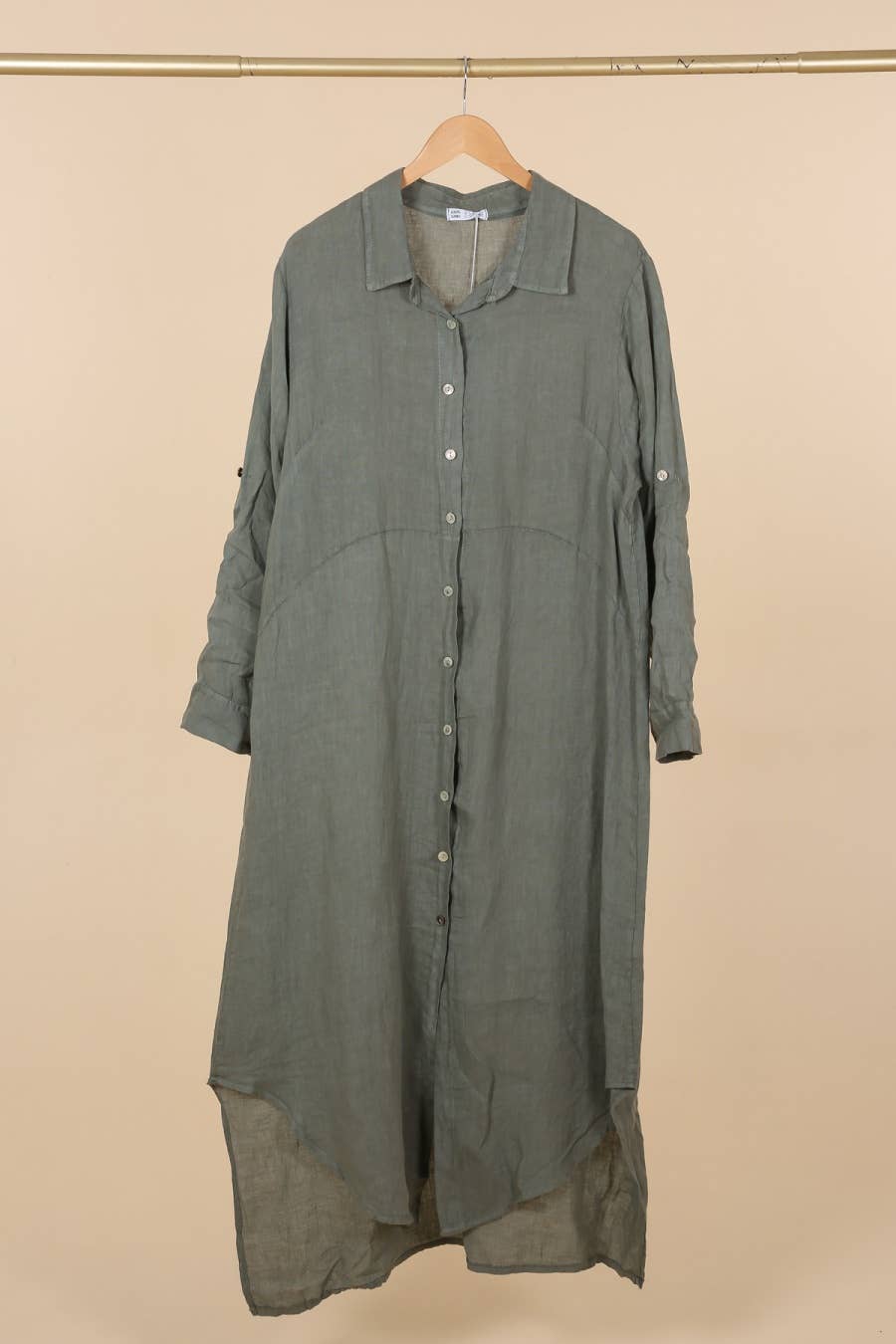 la maison des fibres naturelles - Wholesale Button Down Shirt - Women's - Long shirt dress 68036 100% LINEN33