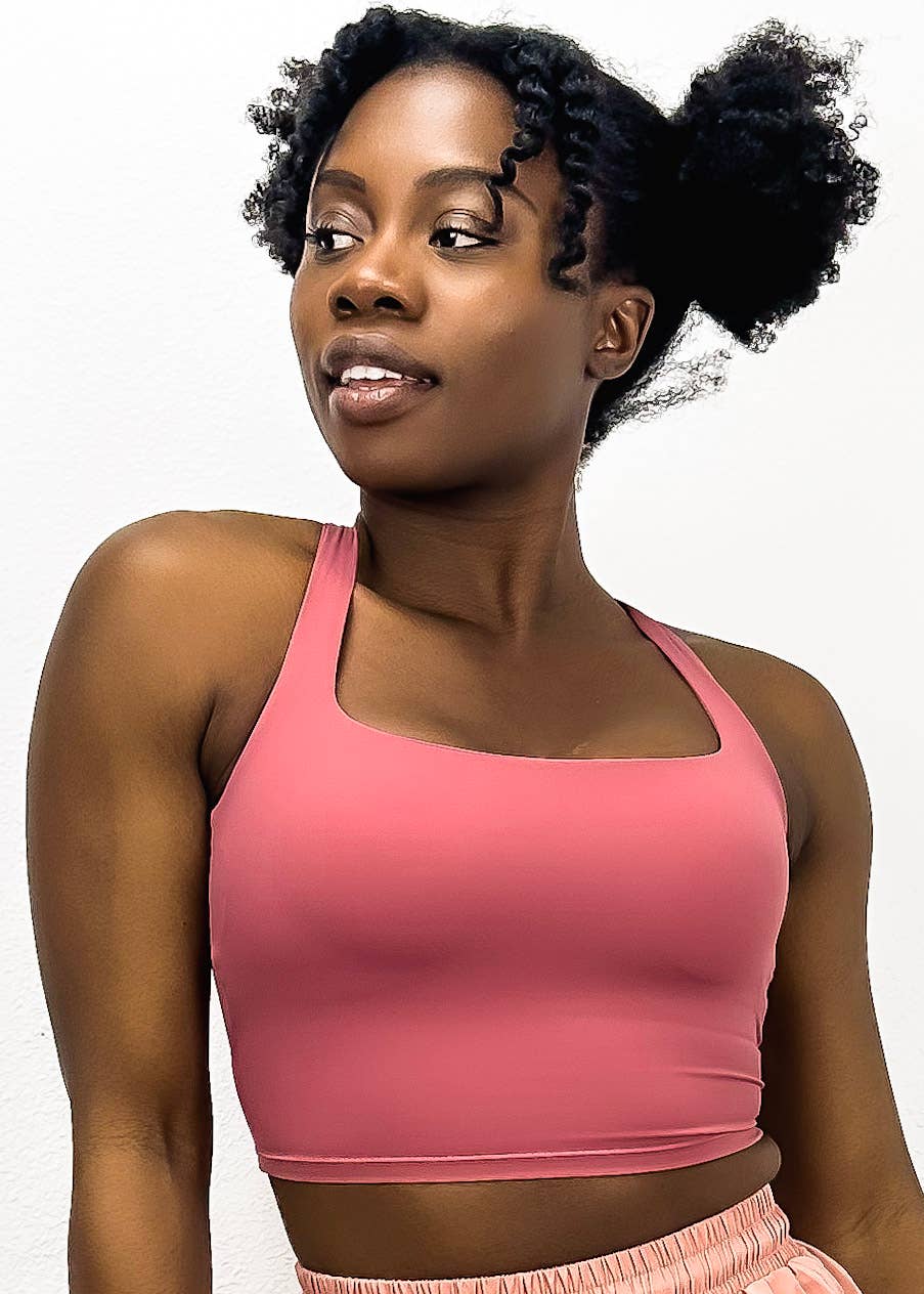 Active by Anna-Kaci - Wholesale Sports Bra - Women's - Square Neck Contouring Lined Open Back Sports Bra Tank15