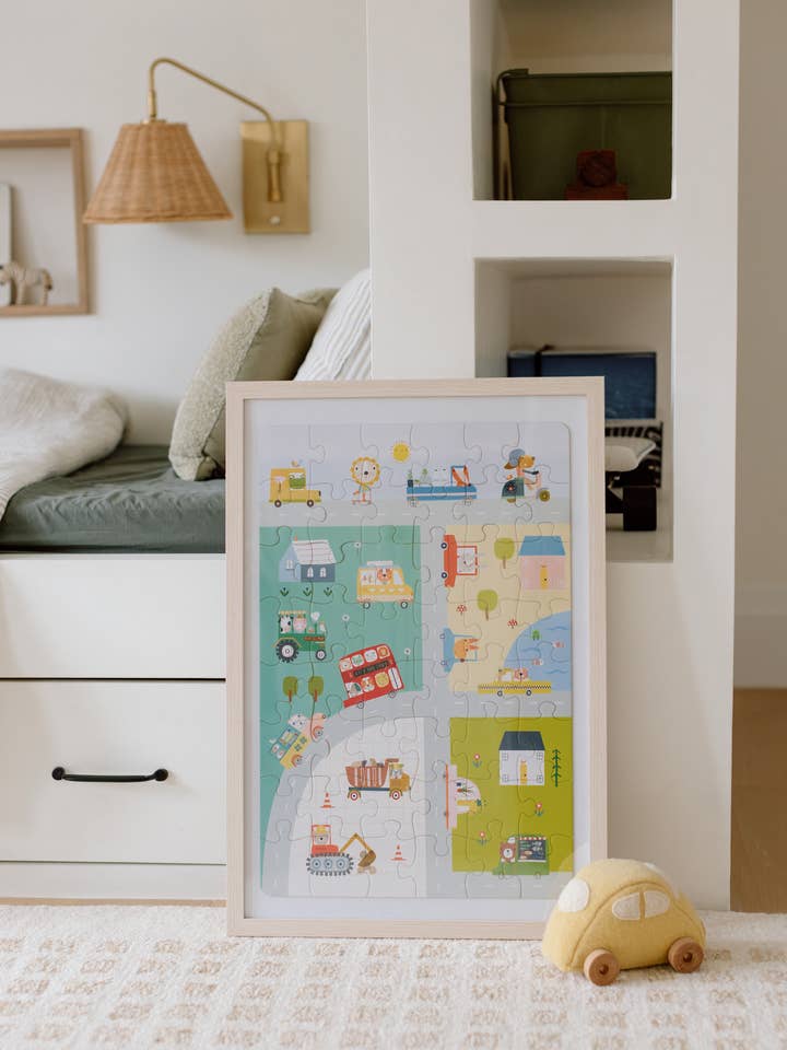 A Day on Busy Boulevard 48 Piece Puzzle for wholesale by Once Upon a Puzzle U.S