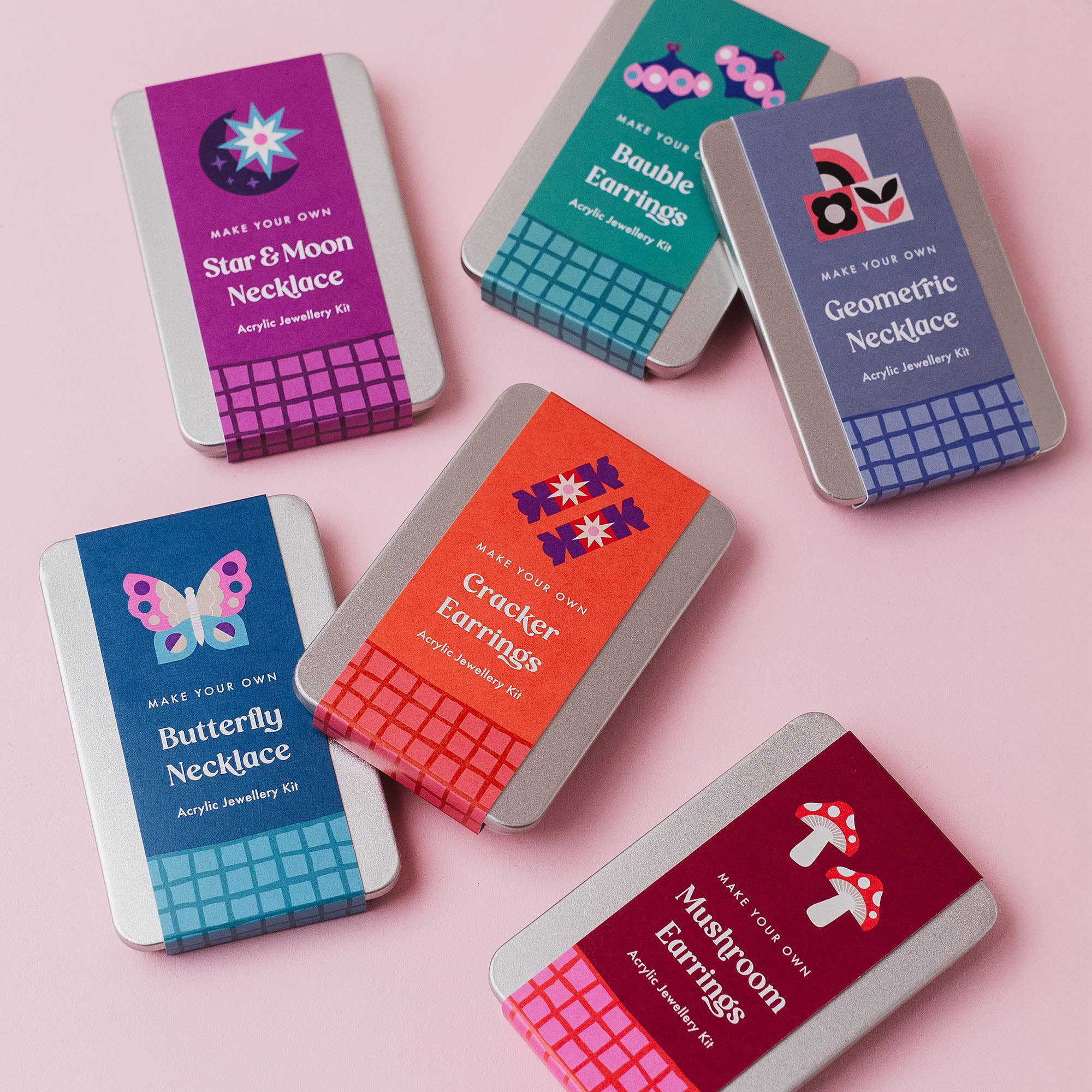 Laura Danby - Vente Kit de bricolage - Kit de fabrication de collier géométrique rose - Kit de bricolage de bijoux3