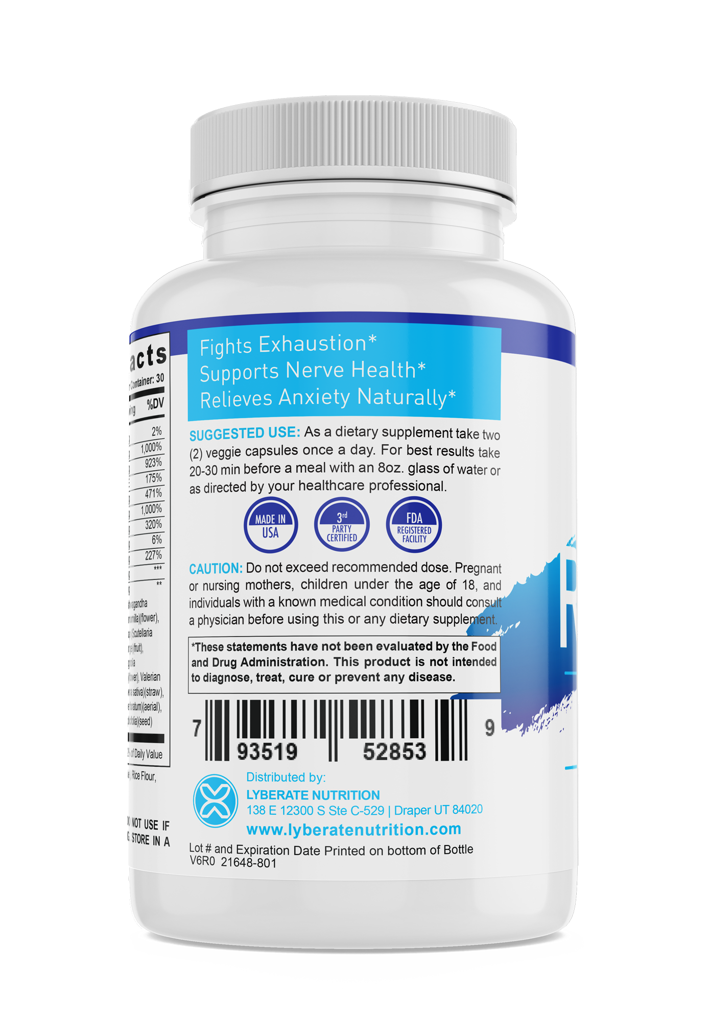 Lyberate Nutrition - Wholesale Oral supplement/vitamin - Relief-Anti-Anxiety Proprietary Blend2