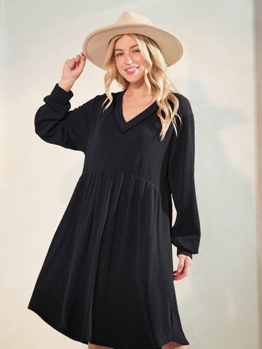 ED6869-10 LONG PUFF SLEEVE SOLID URBAN RIB BABY DOLL DRESS
for wholesale by HEIMISH