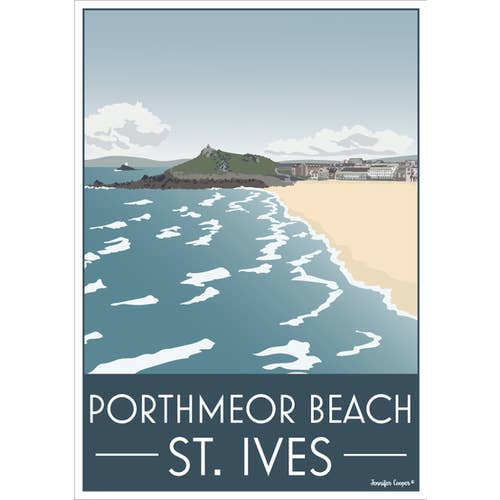 Porthmeor Beach, St Ives | Poster estilo Vintage/Art Déco por atacado de Jennifer Cooper Designs