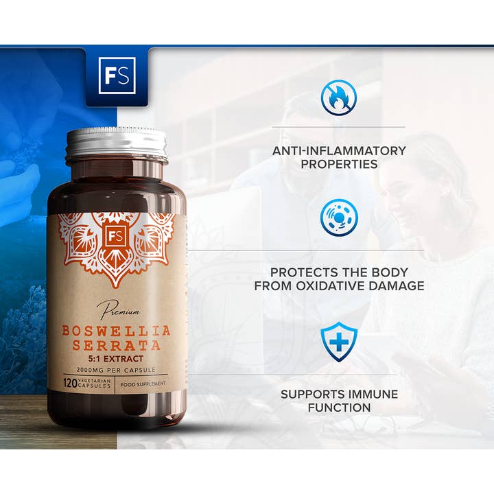 Focus Supplements – Großhandel Nahrungsergänzungsmittel/Vitamin zum Einnehmen – Boswellia Serrata 5:1 Extrakt (2000 mg) 120 Kapseln