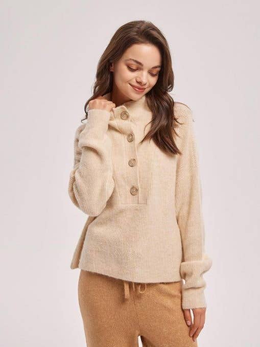Buttoned High-Neck Pullover for wholesale by NAP