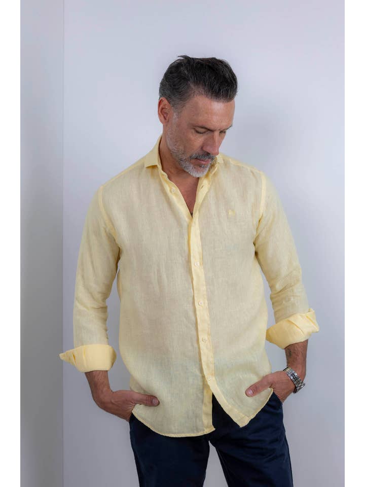 Custi Mikelo – wholesale Skjortor – Herr – Gul Linneskjorta | Lanzarote