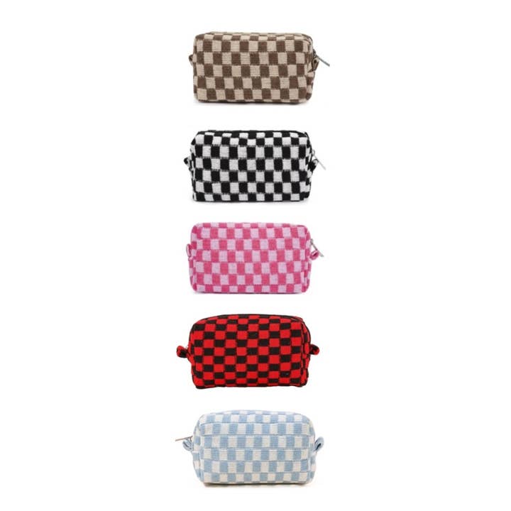 Vanilla Monkey - Wholesale Makeup/Cosmetic Bag - Checkered Makeup Cosmetic Pouch Bag
