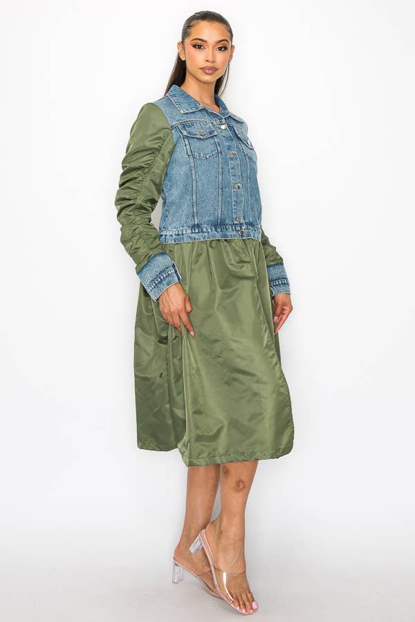 Shop Michella – Casaco de ganga - Mulher por atacado – JAQUETA DE CONTRASTE DENIM BOMBER1