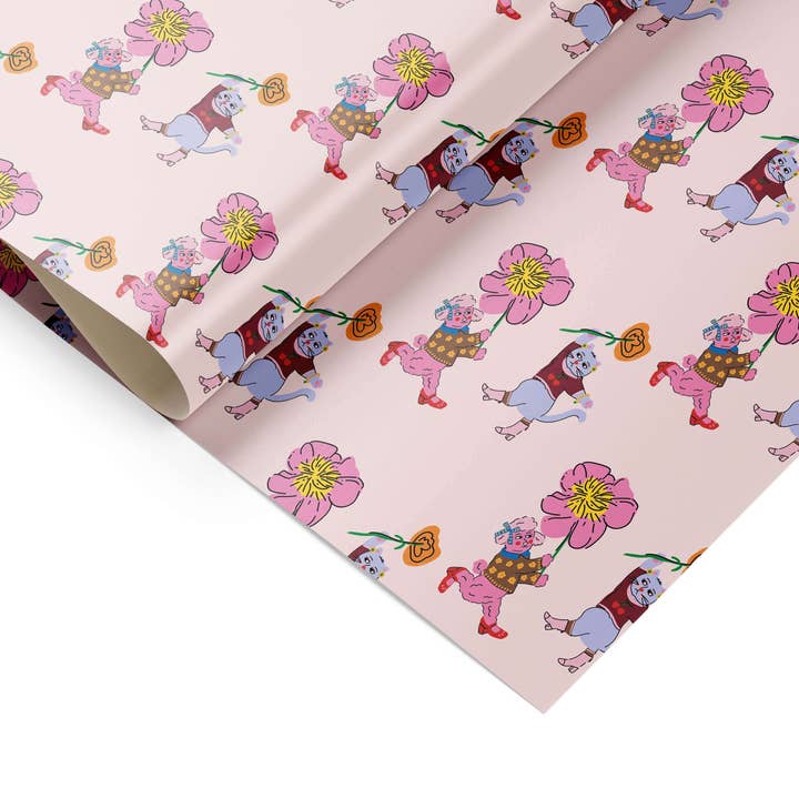Gift wrap - Cats with flowers for wholesale by Eat the Moon | Greeting cards and stationery