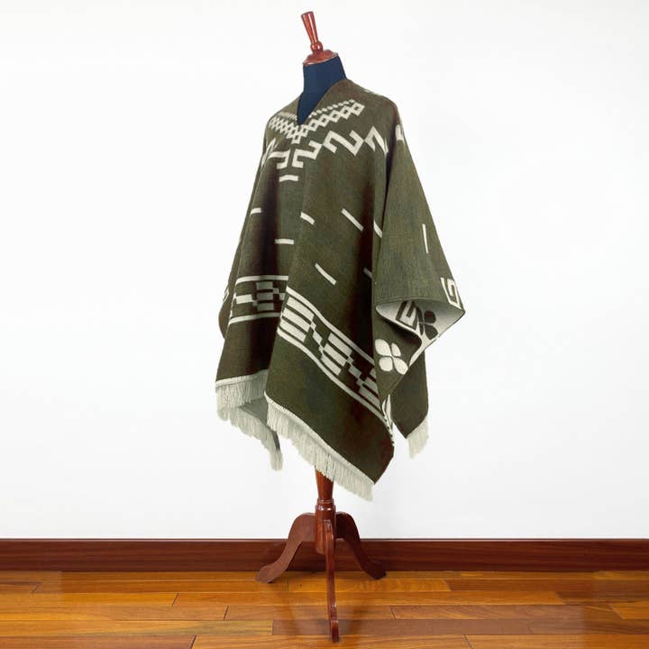 ECUALAMA - Wholesale Poncho - Unisex - Clint Eastwood Poncho cowboy Serape replica handmade of Alpaca wool Unisex - olive green